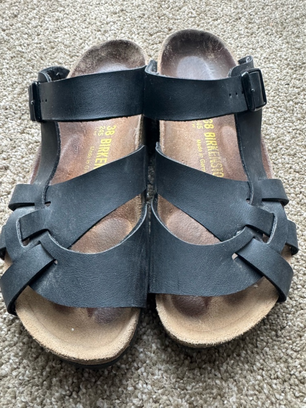 Birkenstock Black Leather Twist-Strap Sandals